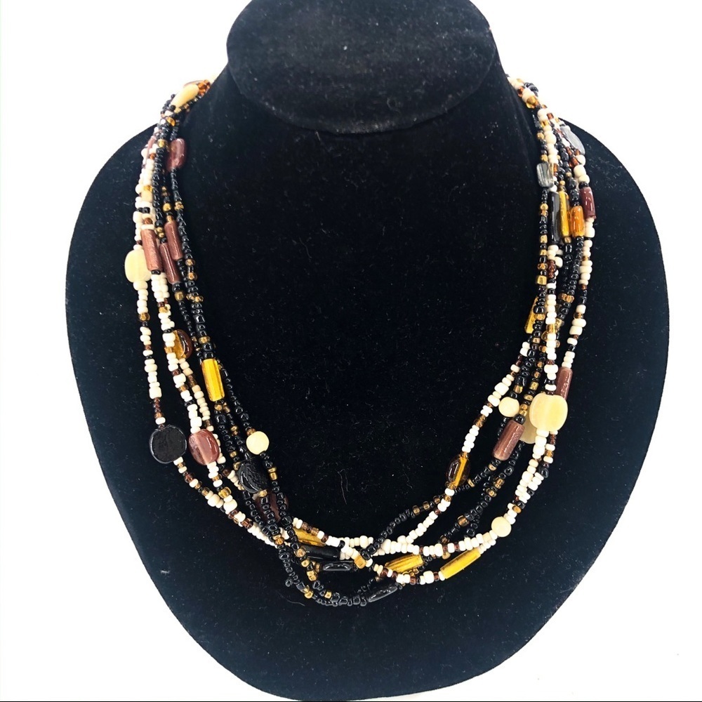 NEW Handmade Layered Brown Bead Necklace